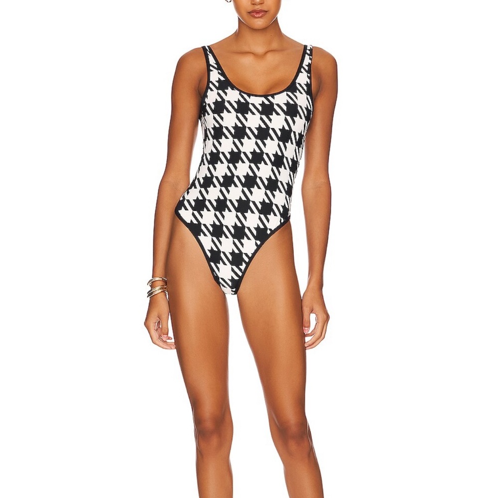WeWoreWhat One Piece Houndstooth Swimsuit